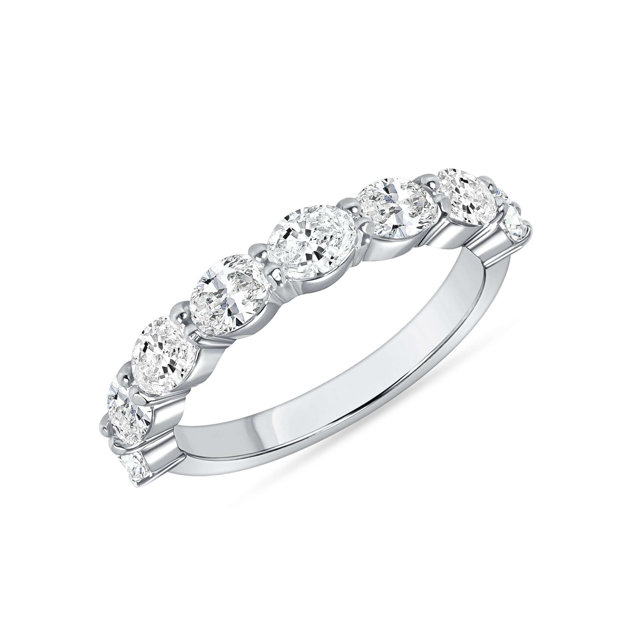 1.30 CT Oval Cut Diamond Half Eternity Band in Platinum - Half Eternity Ring