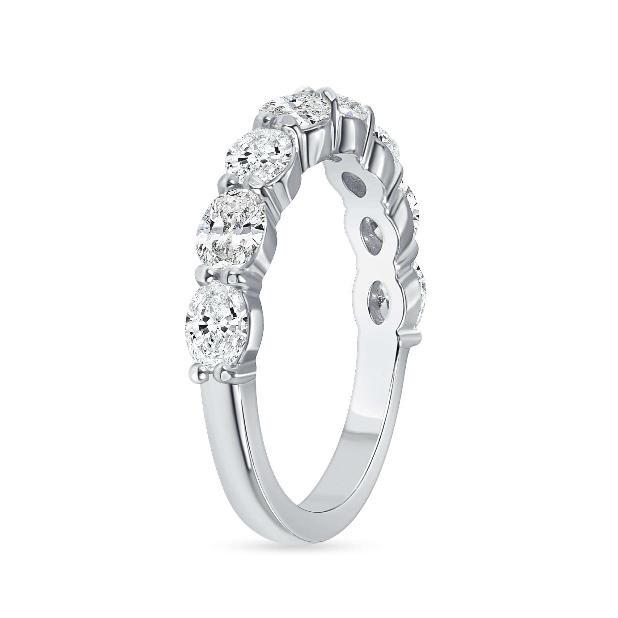 1.30 CT Oval Cut Diamond Half Eternity Band in Platinum - Half Eternity Ring