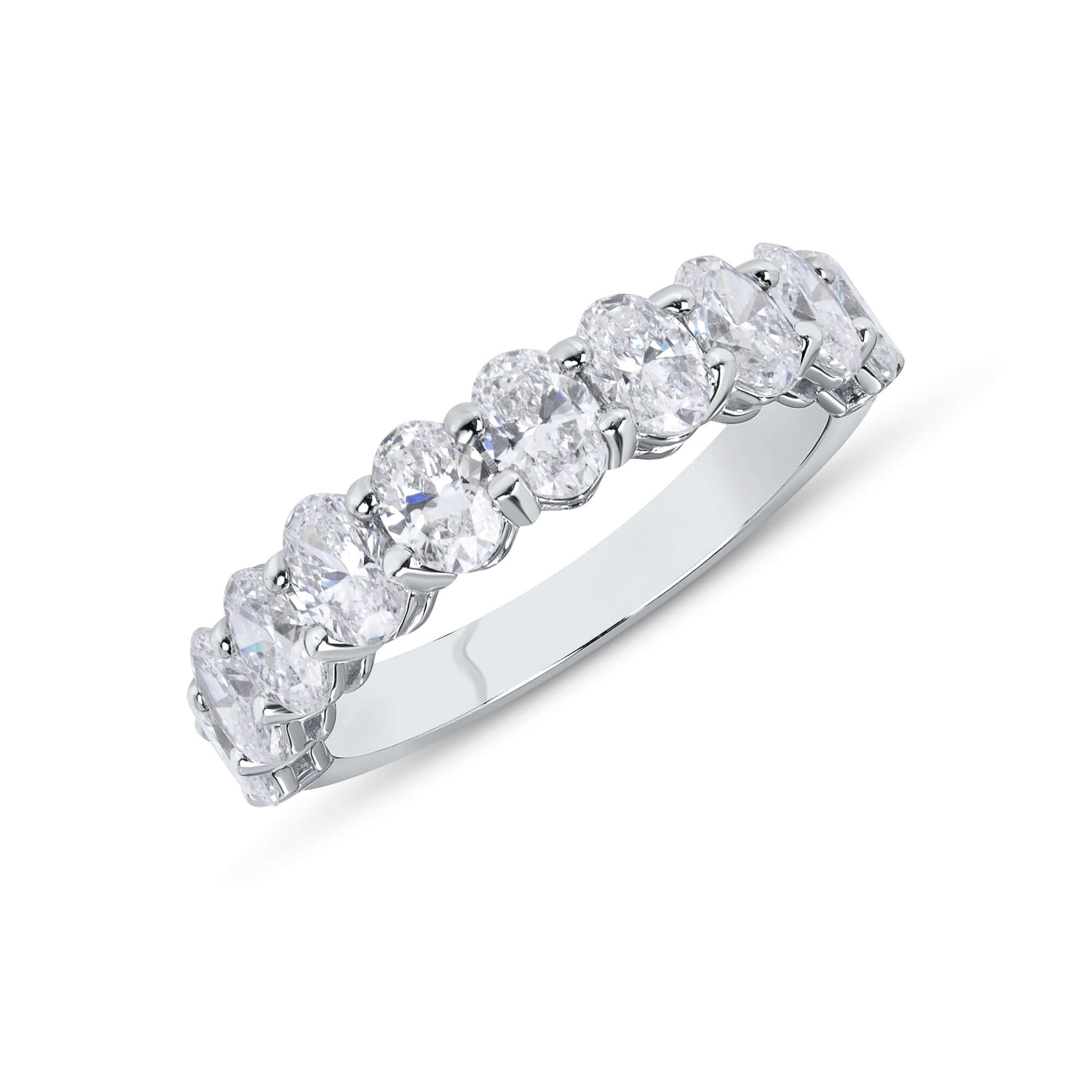 1.88 CT. Oval Cut Diamond Half Eternity Band in Platinum - Half Eternity Ring