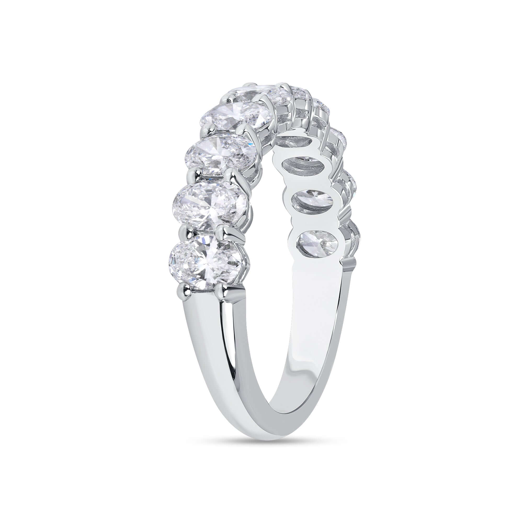 1.88 CT. Oval Cut Diamond Half Eternity Band in Platinum - Half Eternity Ring