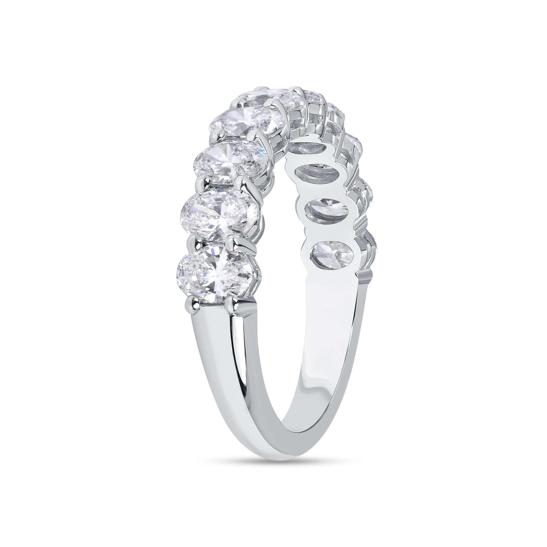 1.88 CT. Oval Cut Diamond Half Eternity Band in Platinum - Half Eternity Ring
