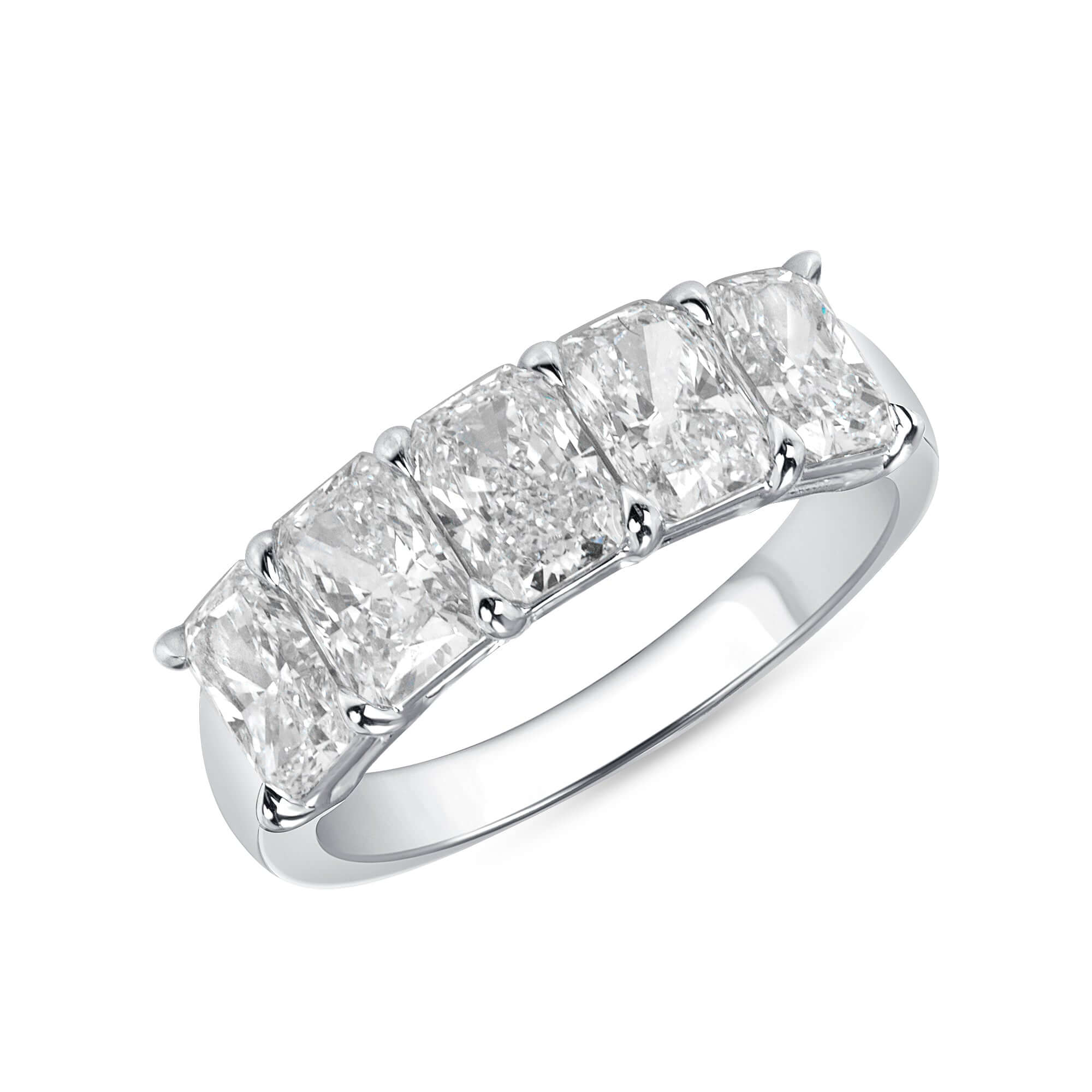 2.58 CT. Radiant Cut Diamond Half Eternity Band in Platinum - Half Eternity Ring