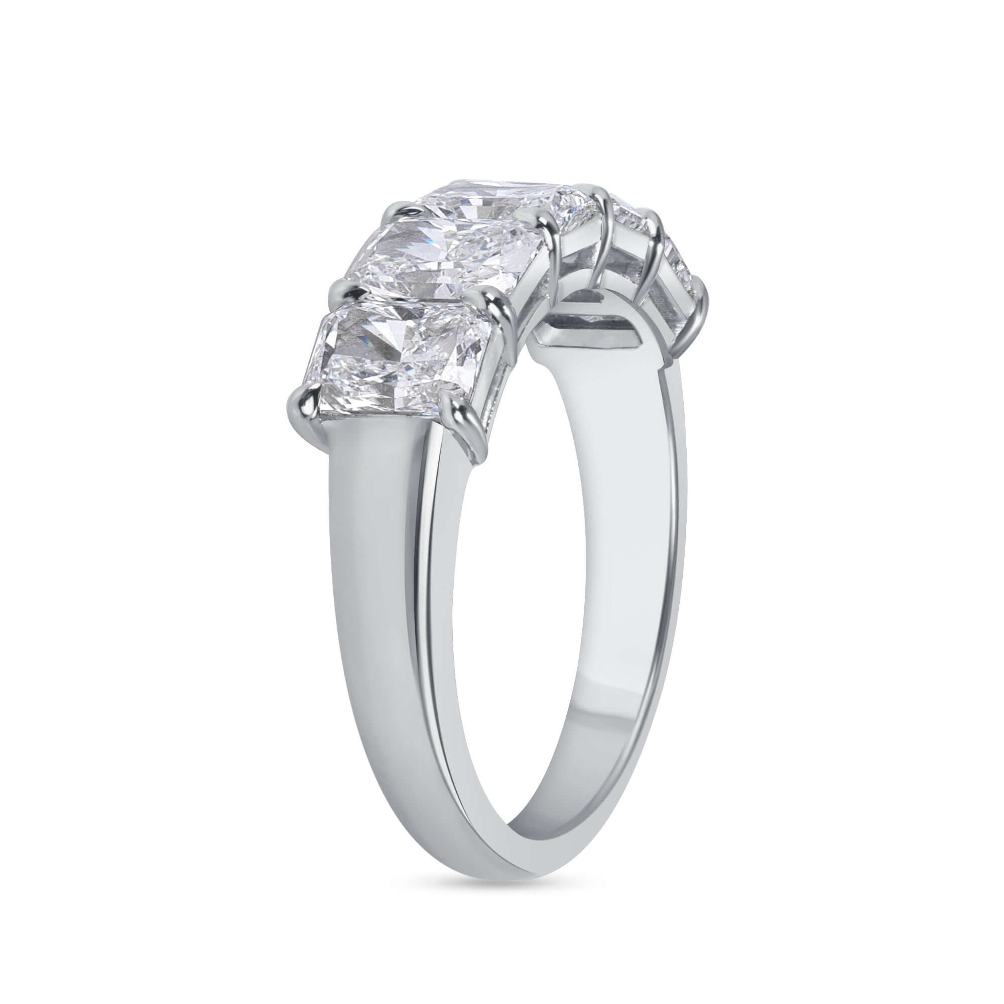 2.58 CT. Radiant Cut Diamond Half Eternity Band in Platinum - Half Eternity Ring