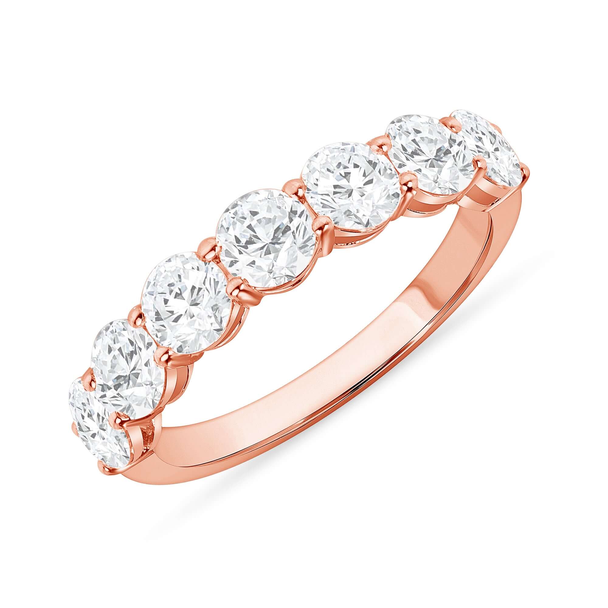 1.68 CT. Round Brilliant Diamond Half Eternity Band in Rose Gold - Half Eternity Ring
