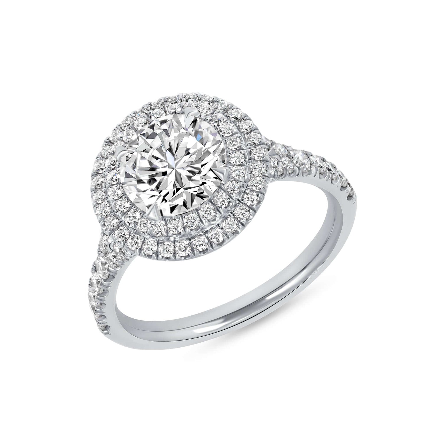 Double halo diamond engagement ring in platinum - Edward's Jewelry