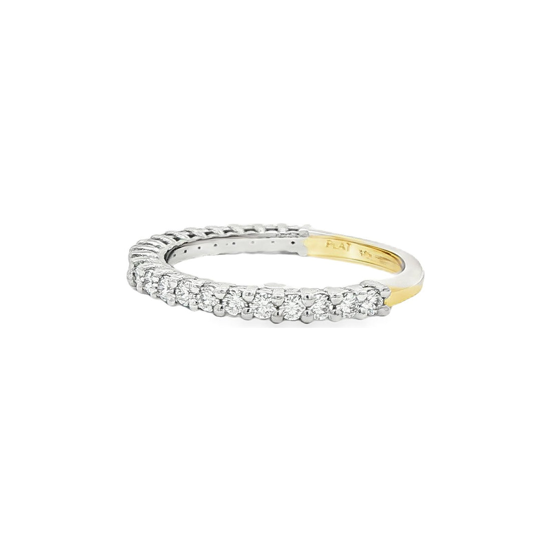 0.44 CT. Shared Prong Round Brilliant Diamond Band in Platinum and 18K Yellow Gold view 2