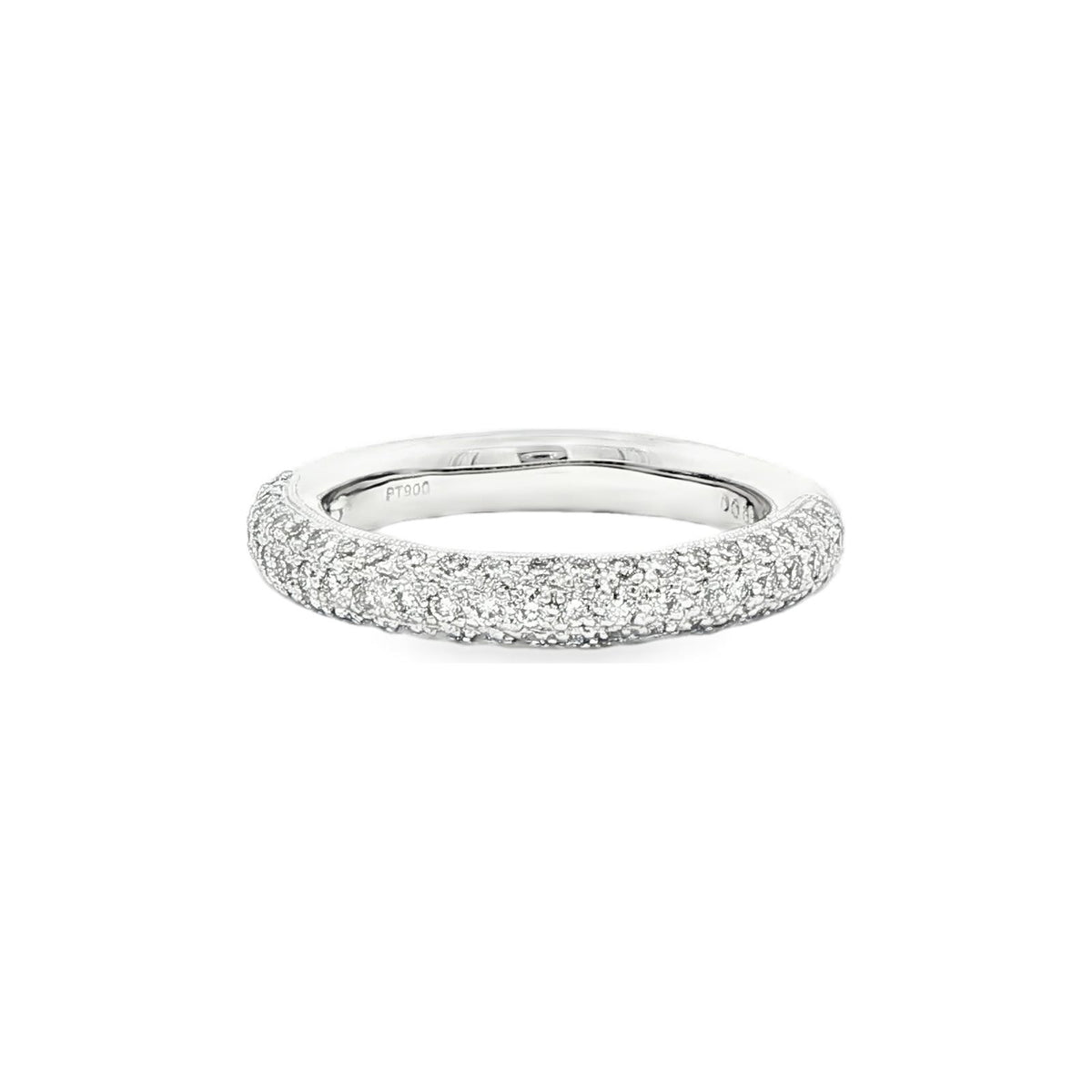 0.81 CT. Round Brilliant Diamond Triple Row Pavé Half Eternity Ring in Platinum