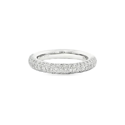 0.81 CT. Round Brilliant Diamond Triple Row Pavé Half Eternity Ring in Platinum