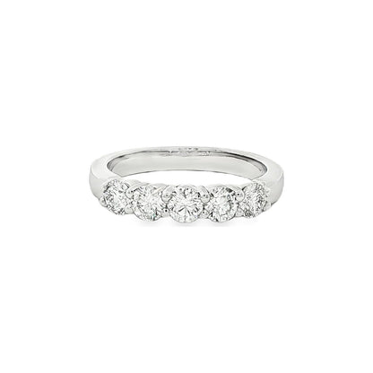 0.83 CT. Five Round Brilliant Diamond Ring in Platinum