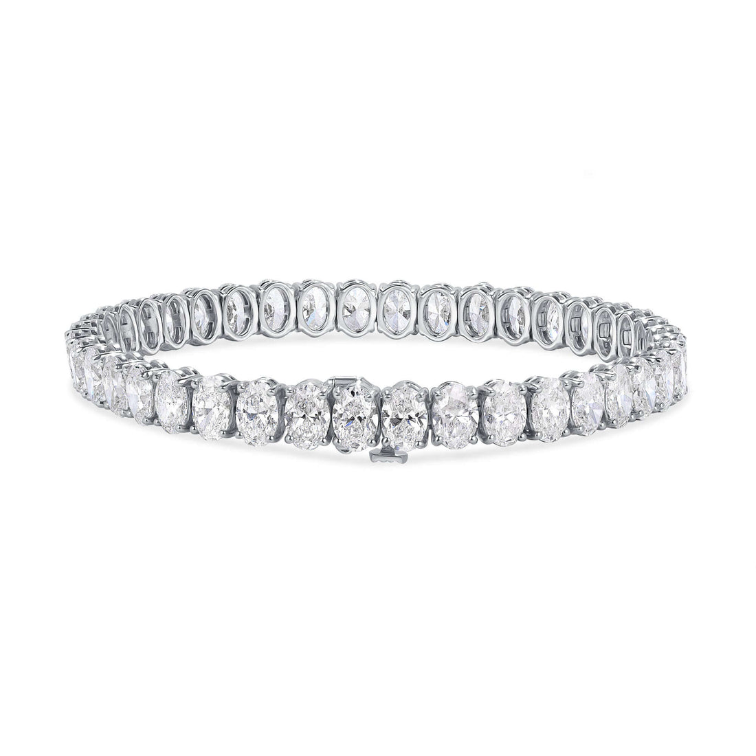 16.07 CT. Oval Cut Diamond Tennis Bracelet in 14K White Gold - Tennis Bracelet