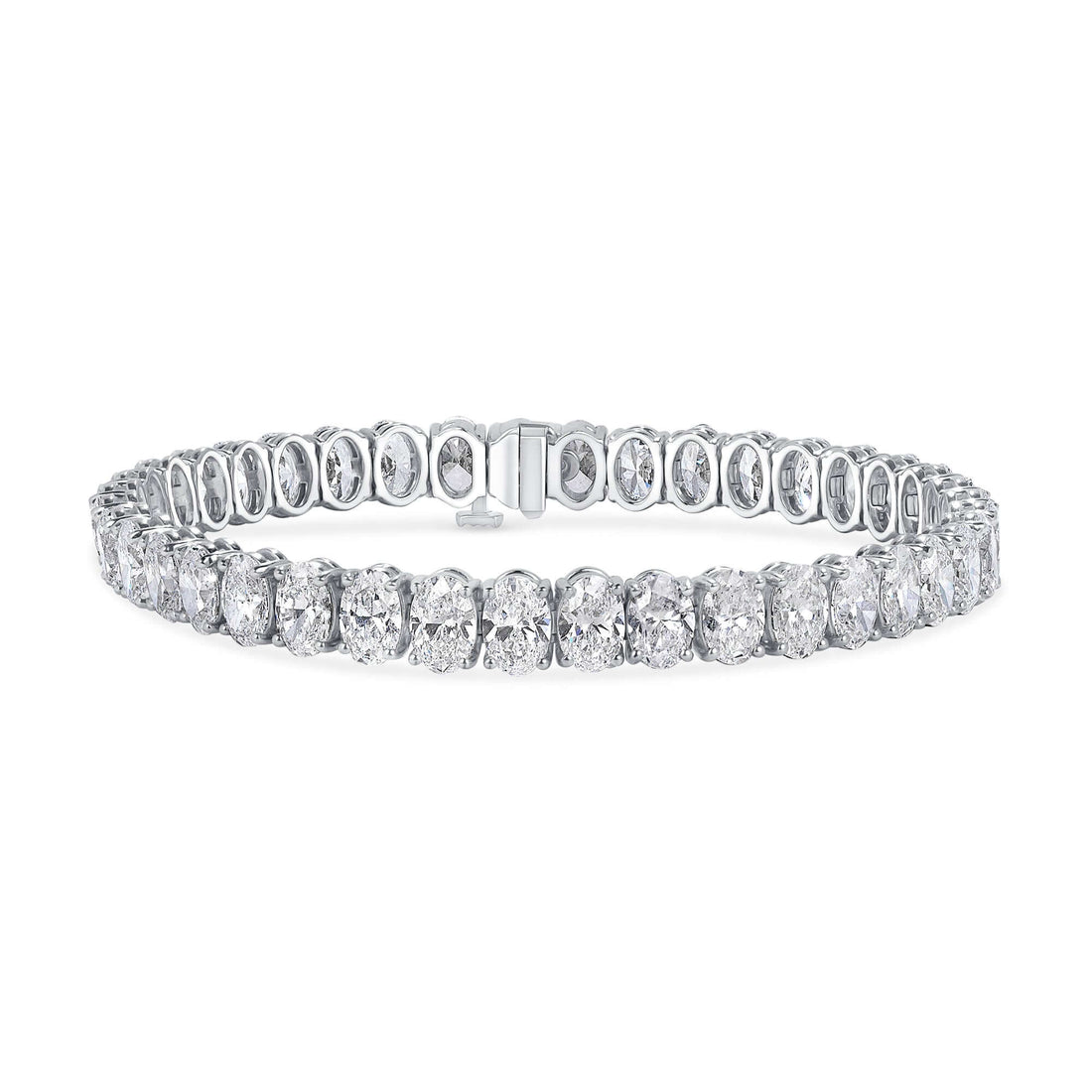 16.07 CT. Oval Cut Diamond Tennis Bracelet in 14K White Gold - Tennis Bracelet