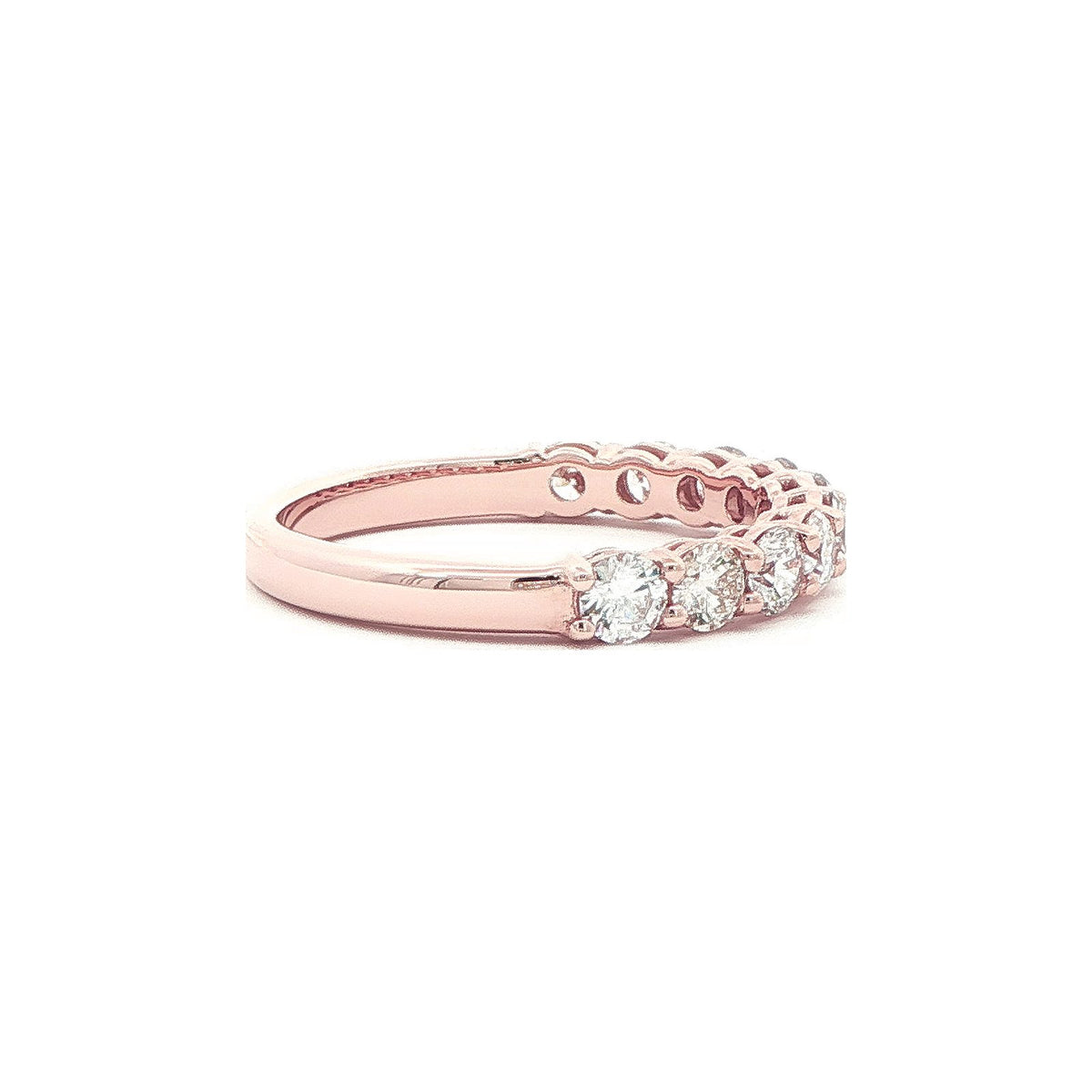 1.11 CT. Ten Round Brilliant Diamond Band in 14K Rose Gold view 3