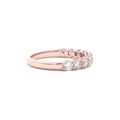 1.11 CT. Ten Round Brilliant Diamond Band in 14K Rose Gold view 3