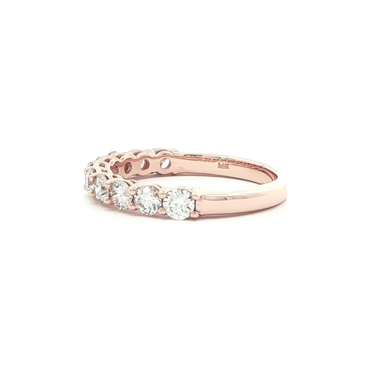 1.11 CT. Ten Round Brilliant Diamond Band in 14K Rose Gold view 4