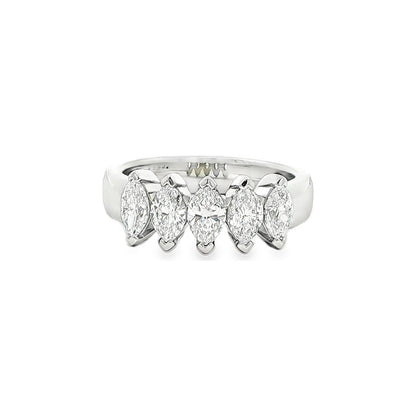 1.27 CT. Five Marquise Brilliant Diamond Ring in Platinum