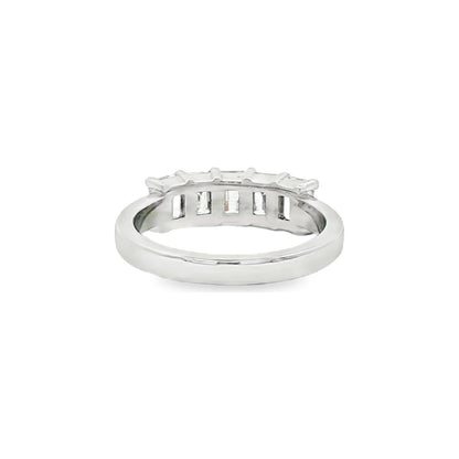 1.32 CT. Five Emerald Cut Diamond Band in Platinum view 3