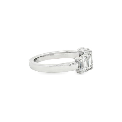 1.32 CT. Five Emerald Cut Diamond Band in Platinum view 4