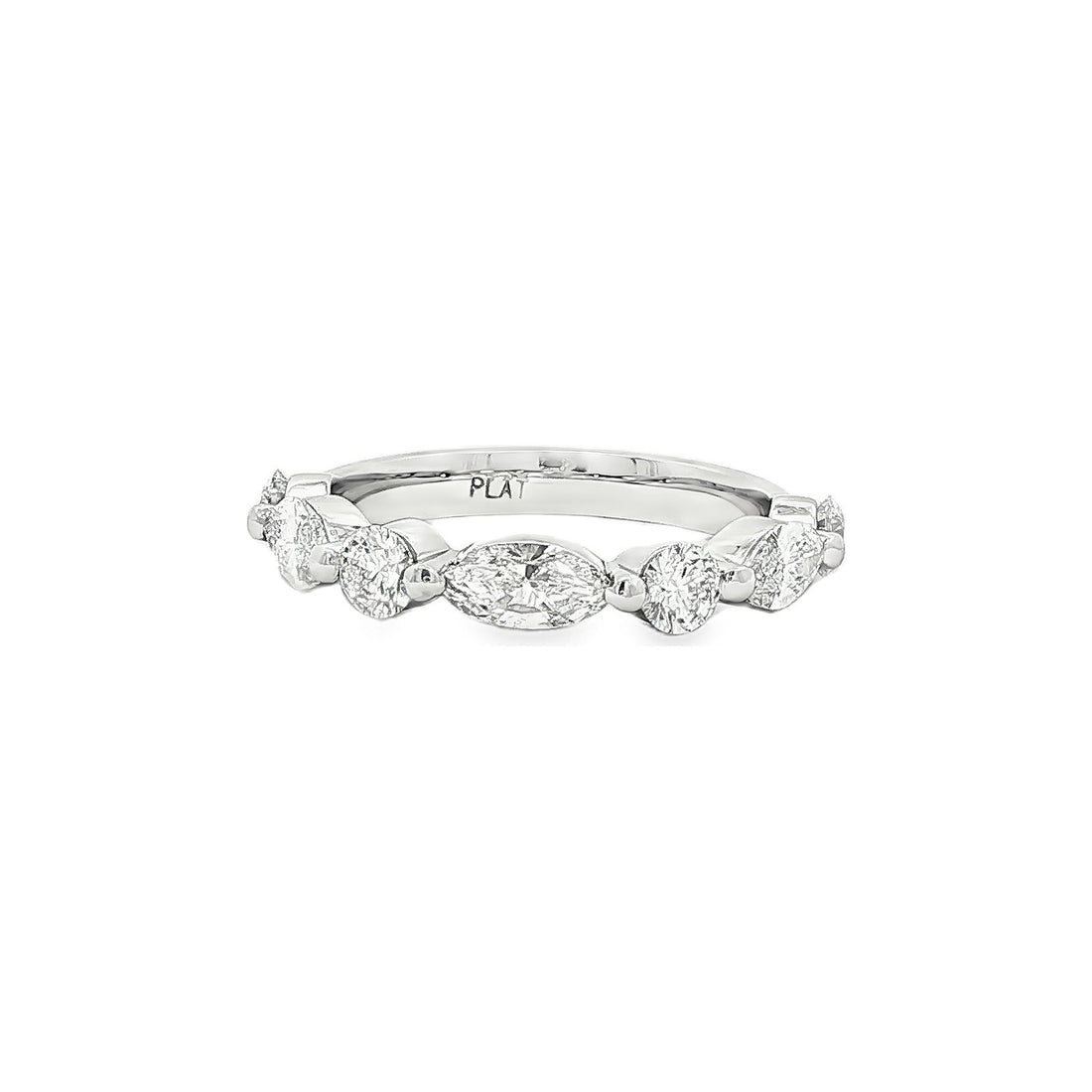 1.35 CT. Alternating Round and Marquise Brilliant Diamond Ring in Platinum