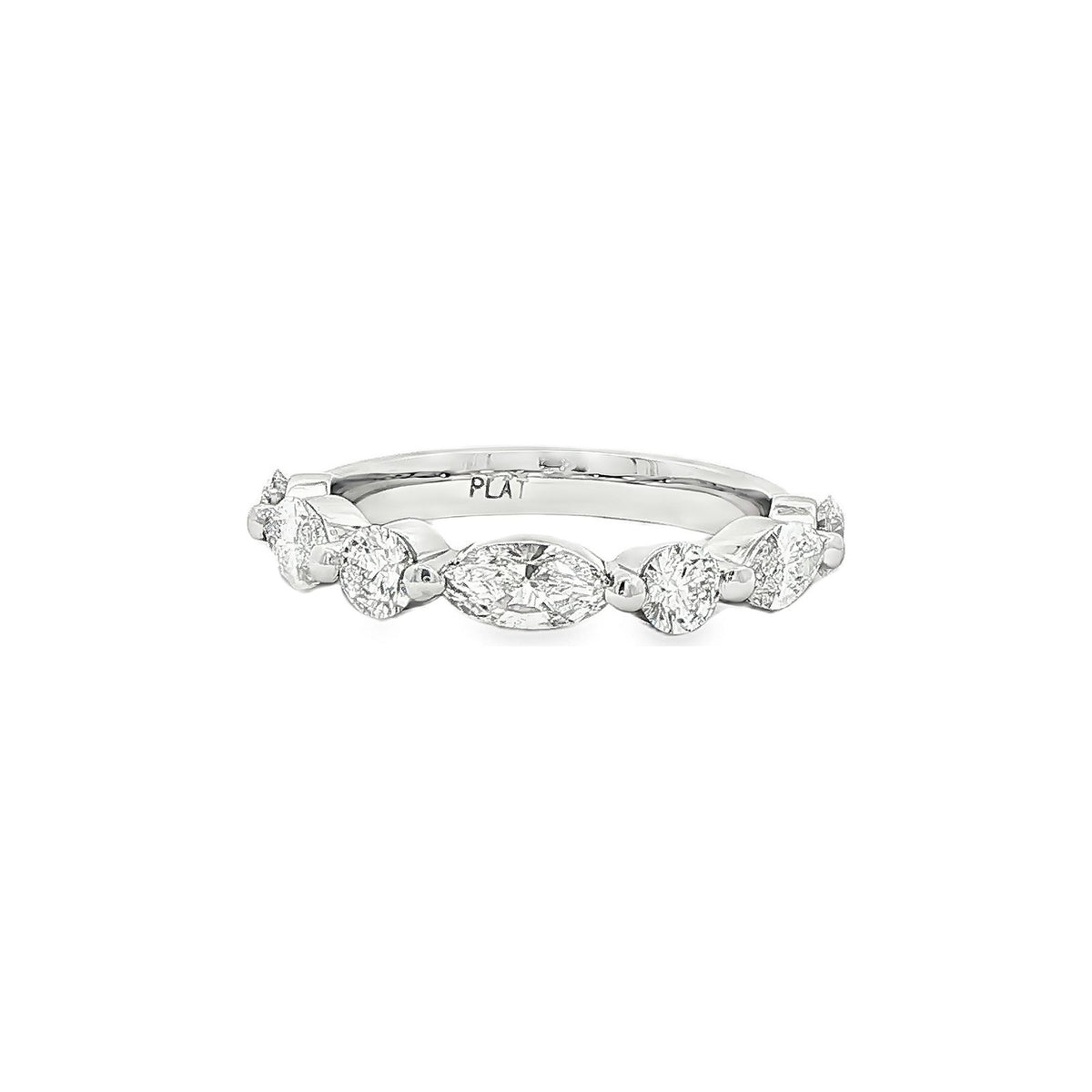 1.35 CT. Alternating Round and Marquise Brilliant Diamond Ring in Platinum