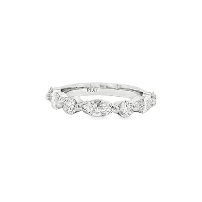 1.35 CT. Alternating Round and Marquise Brilliant Diamond Ring in Platinum