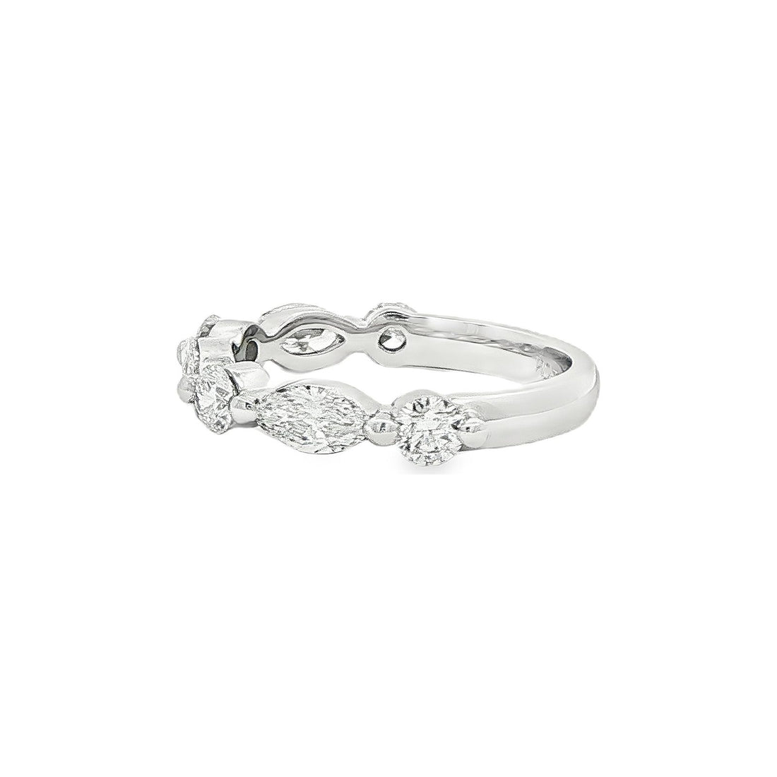 1.35 CT. Alternating Round and Marquise Brilliant Diamond Ring in Platinum view 2