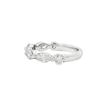 1.35 CT. Alternating Round and Marquise Brilliant Diamond Ring in Platinum view 2