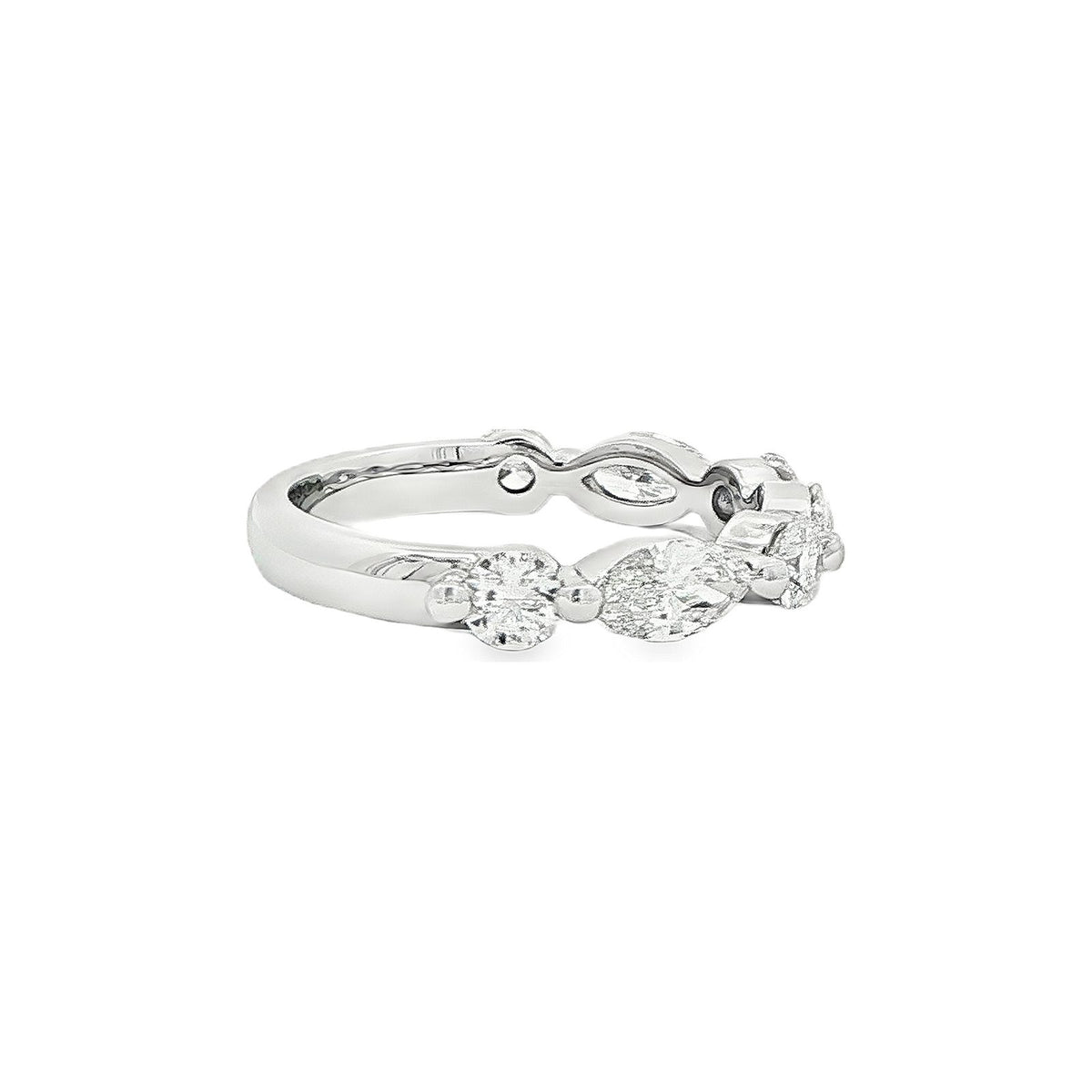 1.35 CT. Alternating Round and Marquise Brilliant Diamond Ring in Platinum view 4