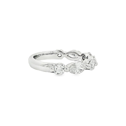 1.35 CT. Alternating Round and Marquise Brilliant Diamond Ring in Platinum view 4