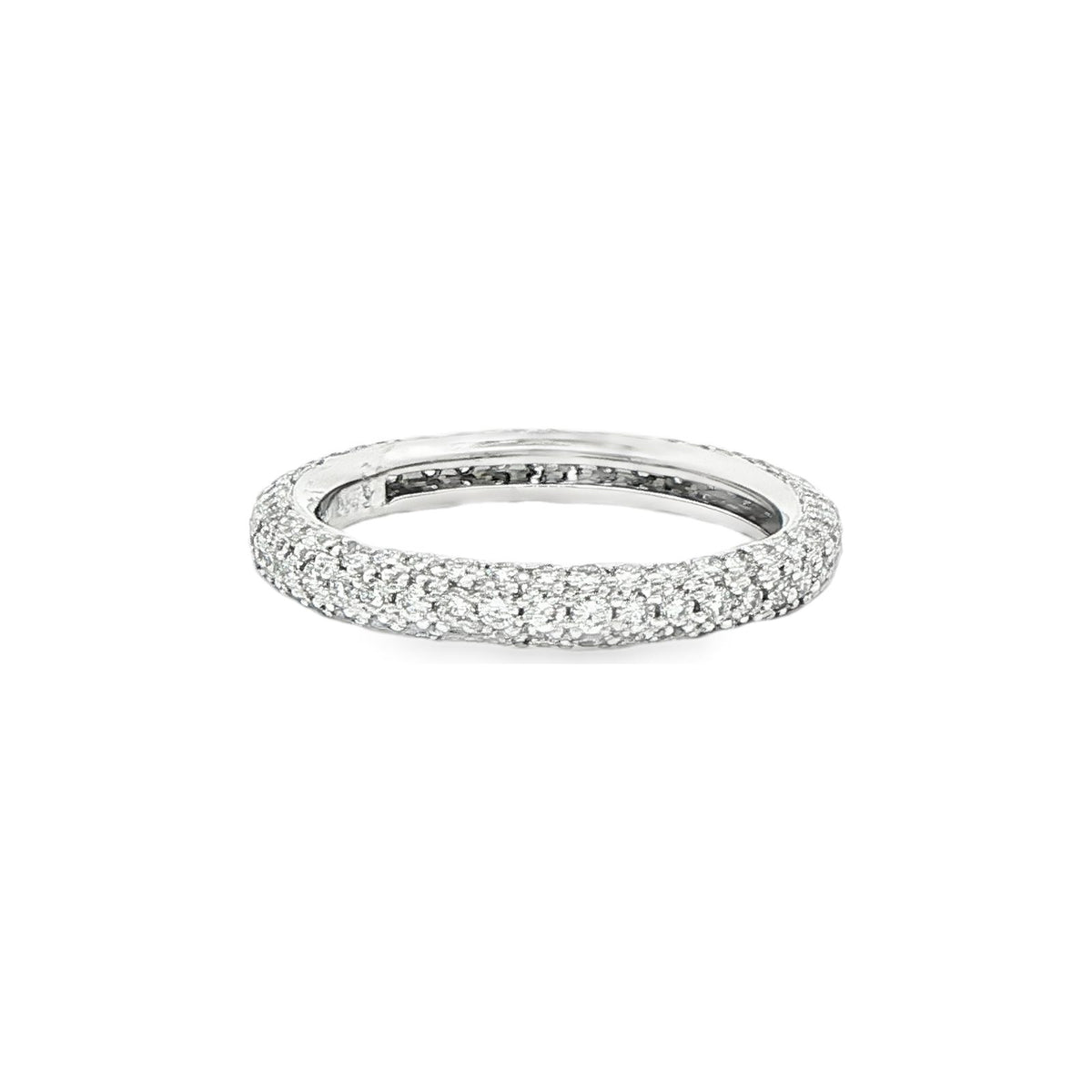 1.49 CT. Round Brilliant Triple Row Pavé Diamond Eternity Band in Platinum view 2