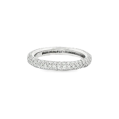 1.49 CT. Round Brilliant Triple Row Pavé Diamond Eternity Band in Platinum view 2