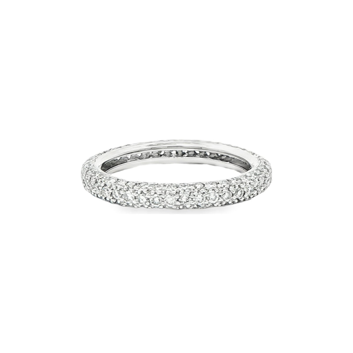 1.49 CT. Round Brilliant Triple Row Pavé Diamond Eternity Band in Platinum view 4