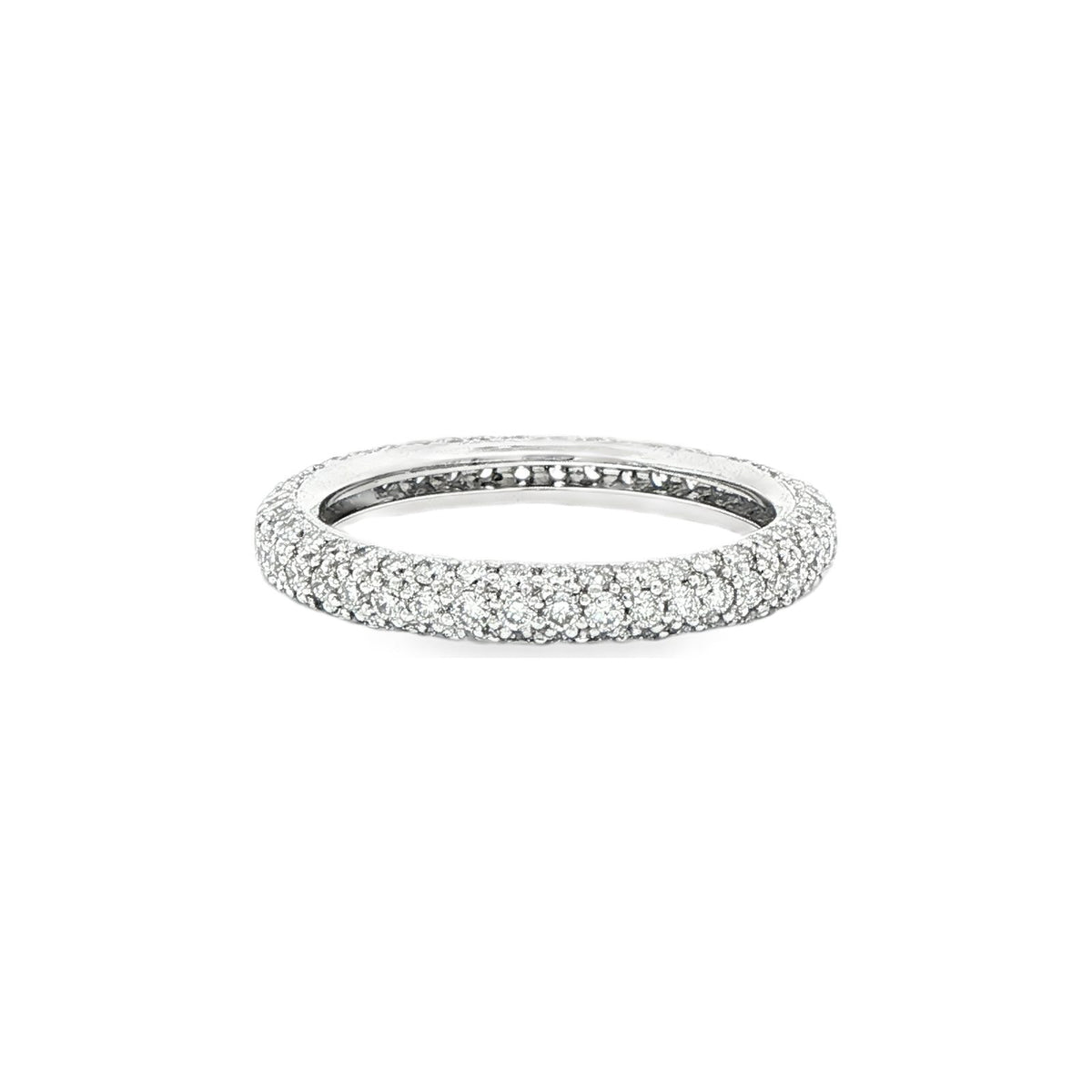 1.49 CT. Round Brilliant Triple Row Pavé Diamond Eternity Band in Platinum view 5