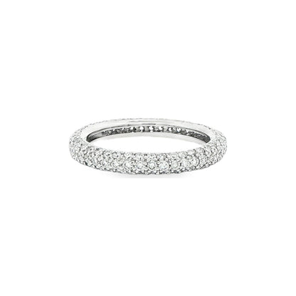 1.49 CT. Round Brilliant Triple Row Pavé Diamond Eternity Band in Platinum view 5