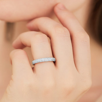 1.49 CT. Round Brilliant Triple Row Pavé Diamond Eternity Band in Platinum styled view