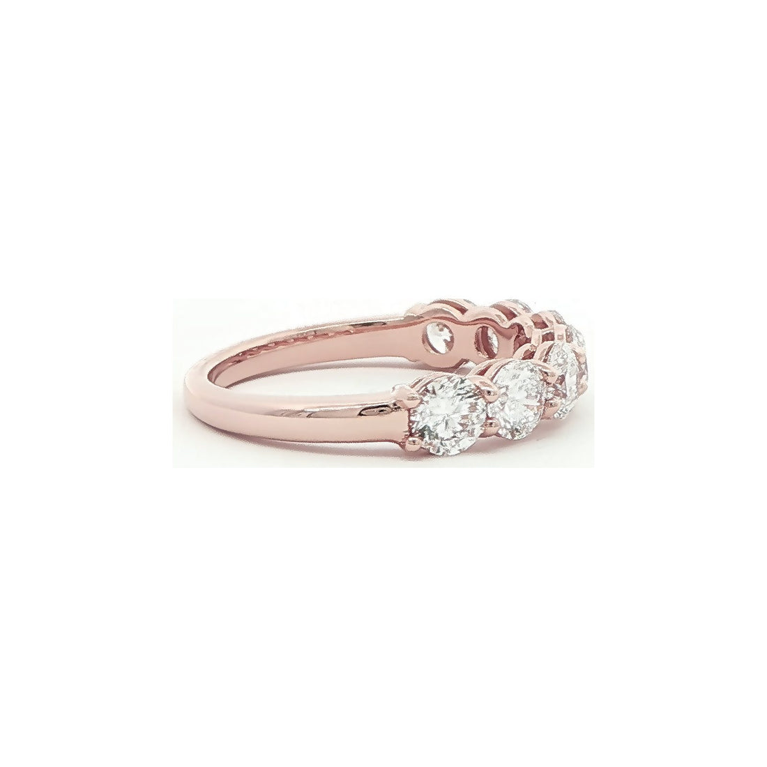 1.62 CT. Seven Round Brilliant Diamond Band in 14K Rose Gold view 2