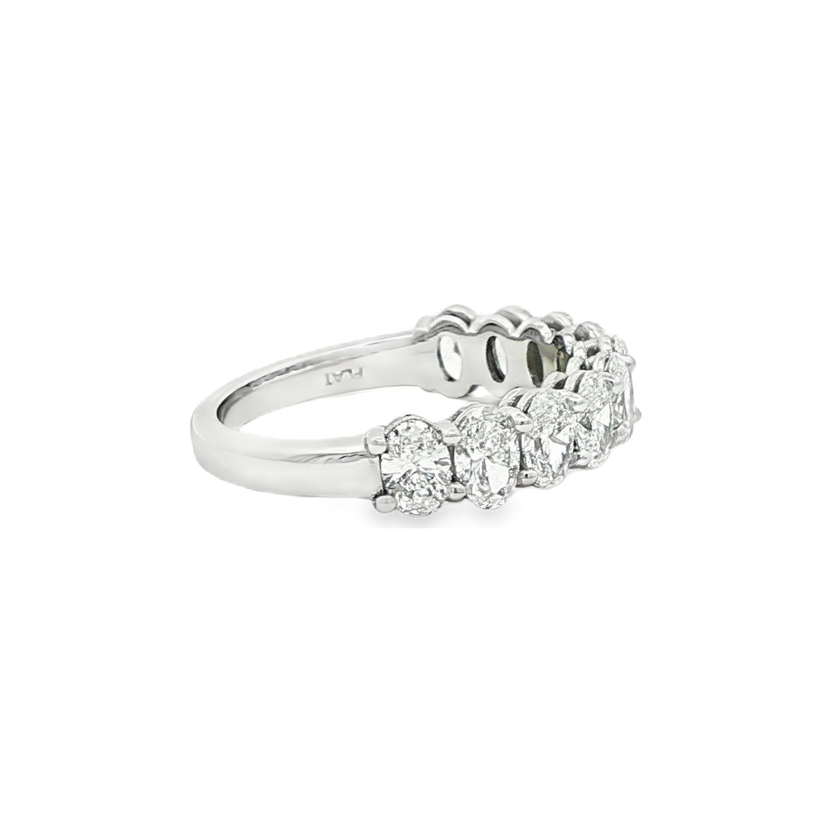 1.63 CT. Ten Oval Brilliant Diamond Half Eternity Band in Platinum view 4