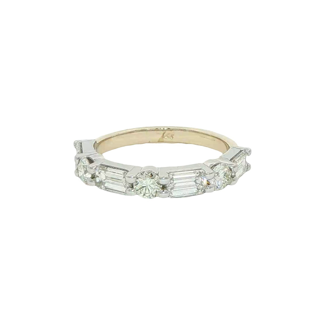 1.72 CT. Round Brilliant and Emerald Cut Diamond Eternity Ring in 14K Yellow Gold