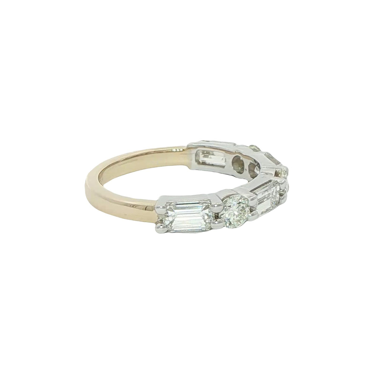 1.72 CT. Round Brilliant and Emerald Cut Diamond Eternity Ring in 14K Yellow Gold view 4