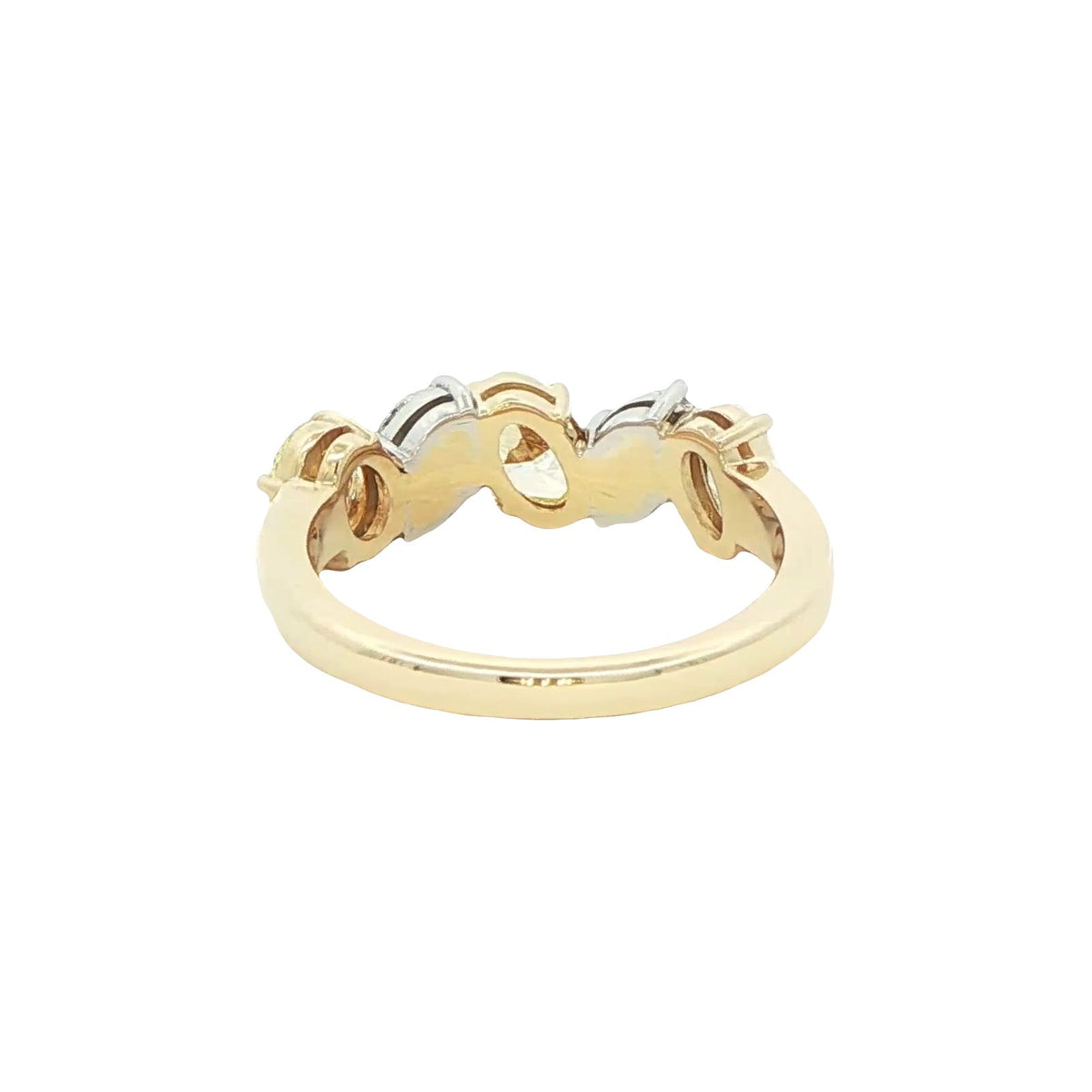 1.76 CT. Fancy Yellow Diamond and Oval Diamond Five Stone Ring in 18K Yellow and White Gold view 4
