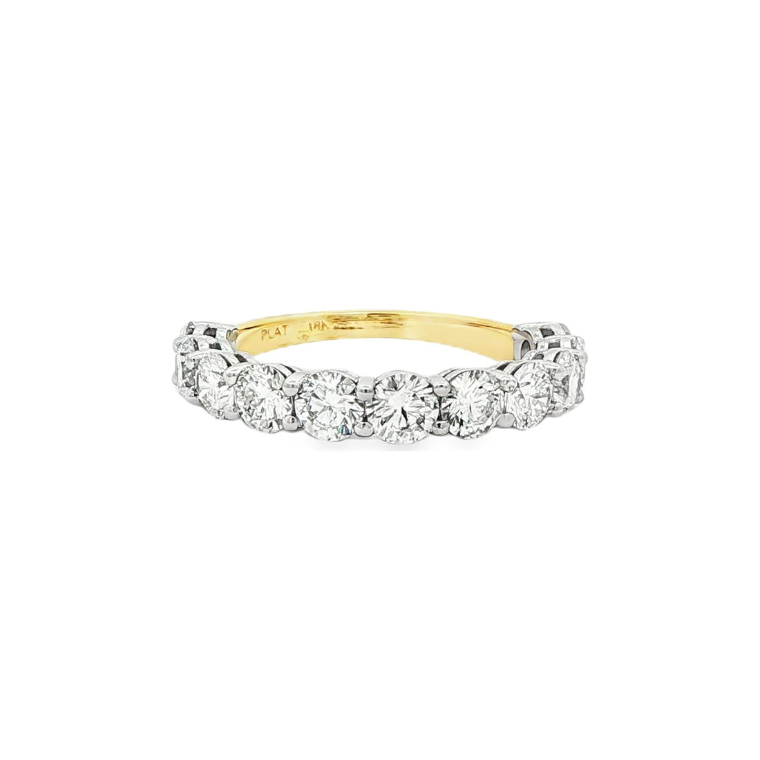 1.87 CT. Eleven Round Brilliant Diamond Band in Platinum and 18K Yellow Gold