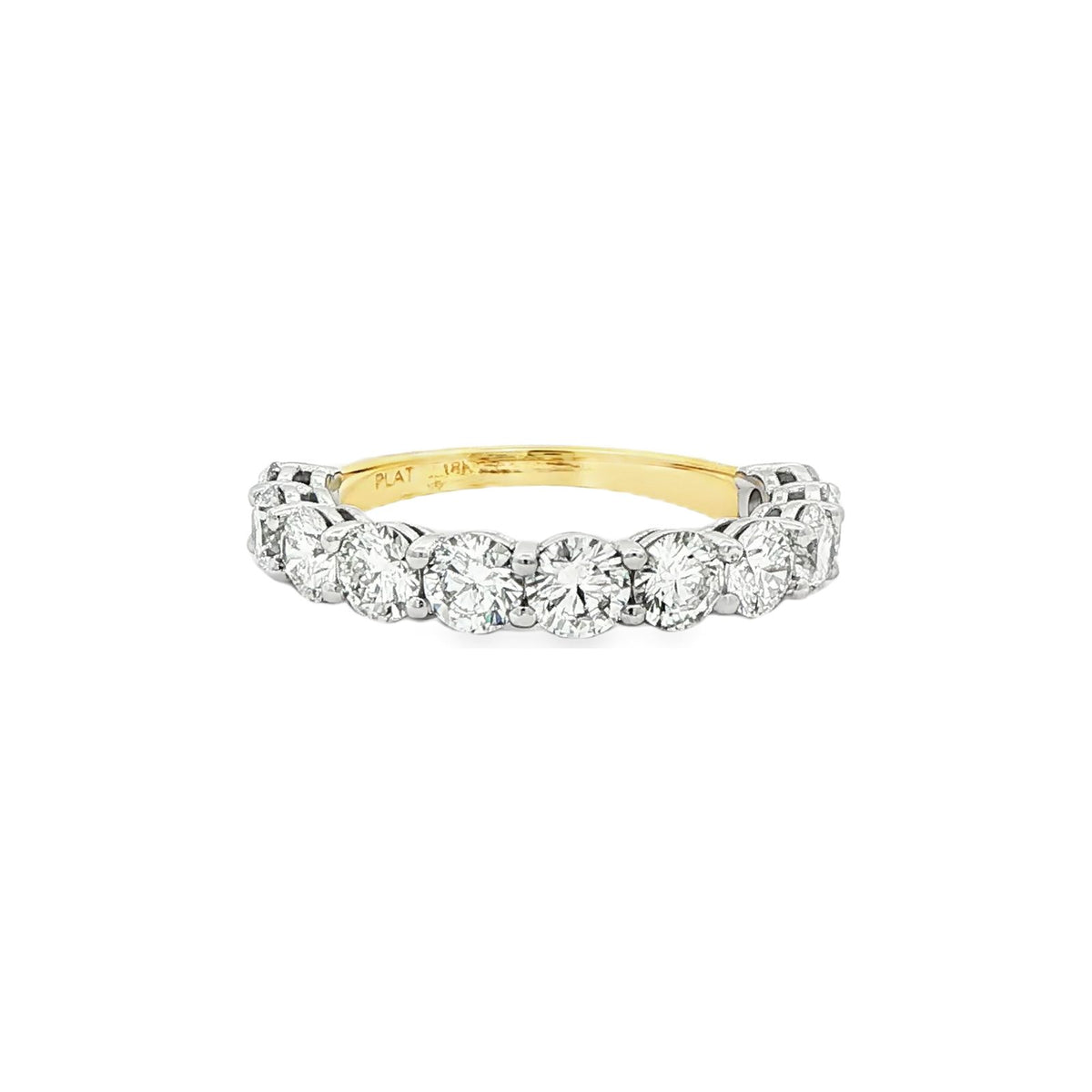 1.87 CT. Eleven Round Brilliant Diamond Band in Platinum and 18K Yellow Gold