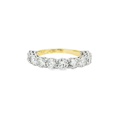 1.87 CT. Eleven Round Brilliant Diamond Band in Platinum and 18K Yellow Gold