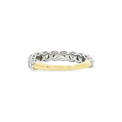 1.87 CT. Eleven Round Brilliant Diamond Band in Platinum and 18K Yellow Gold view 3