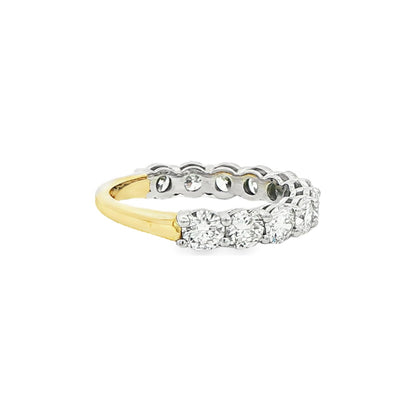 1.87 CT. Eleven Round Brilliant Diamond Band in Platinum and 18K Yellow Gold view 4