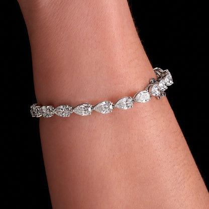11.06 CT. Pear Cut Diamond Tennis Bracelet in 14K White Gold - worn on model