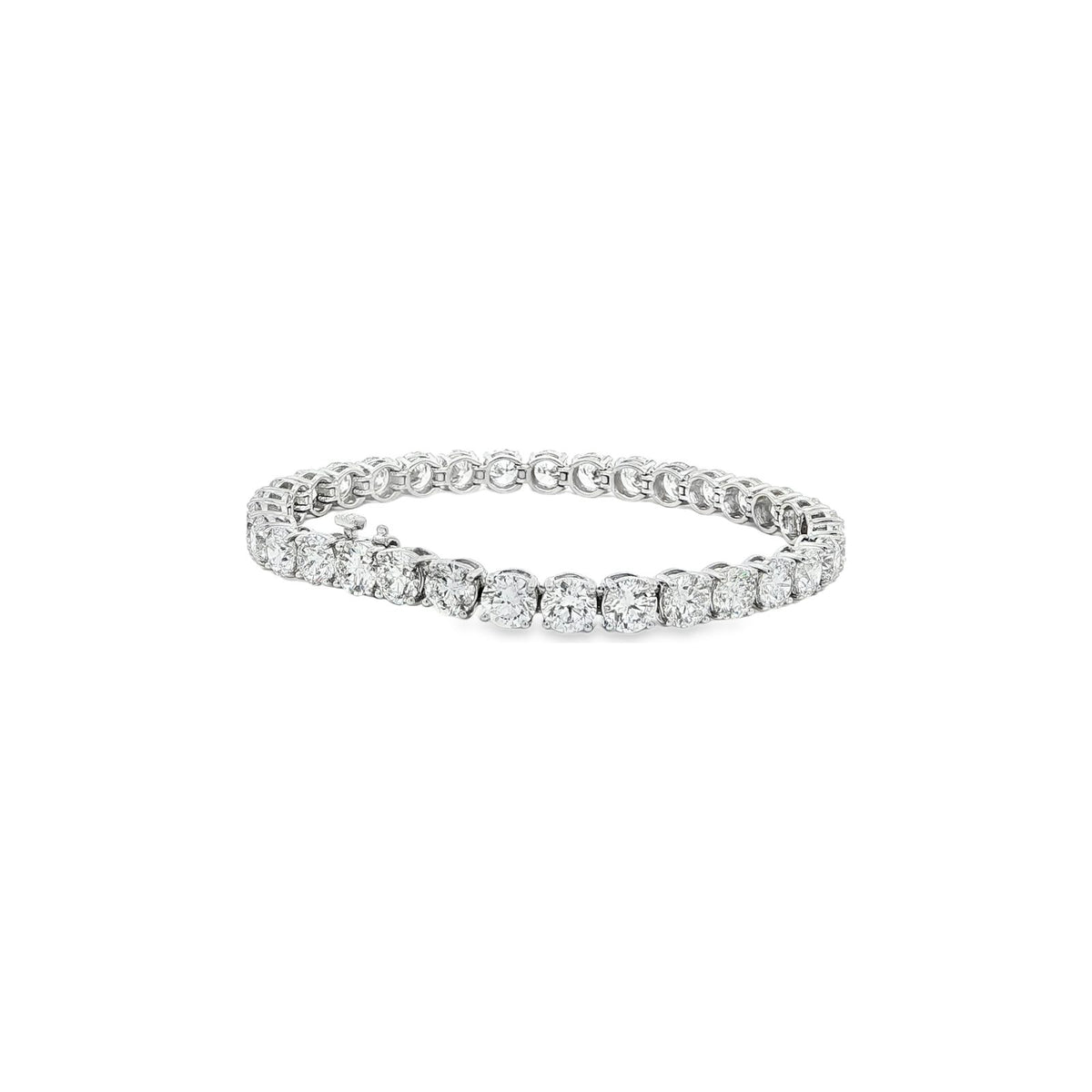 16.51 CT. GIA Certified Round Brilliant Diamond Tennis Bracelet in 14K White Gold view 2