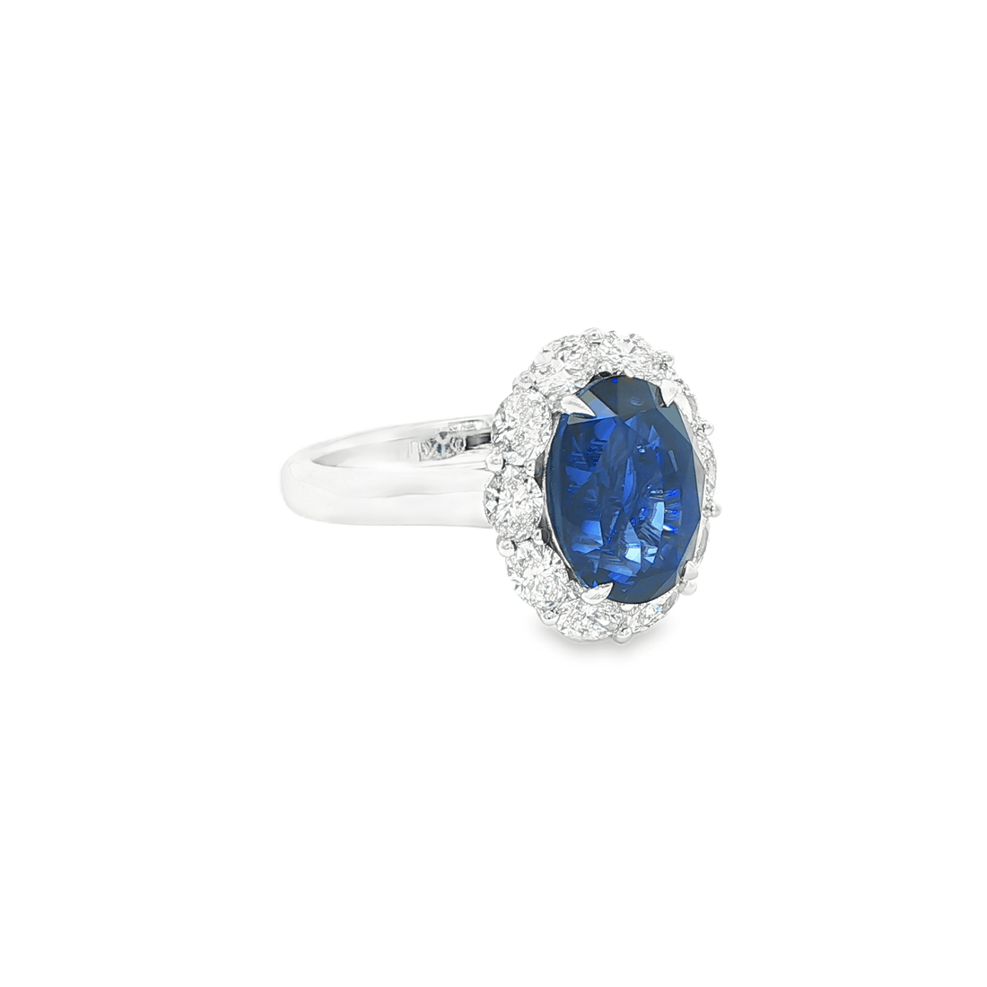 6.21ct GIA Certified Oval-Cut Blue Sapphire and Oval-Cut Diamond Ring in Platinum - RING
