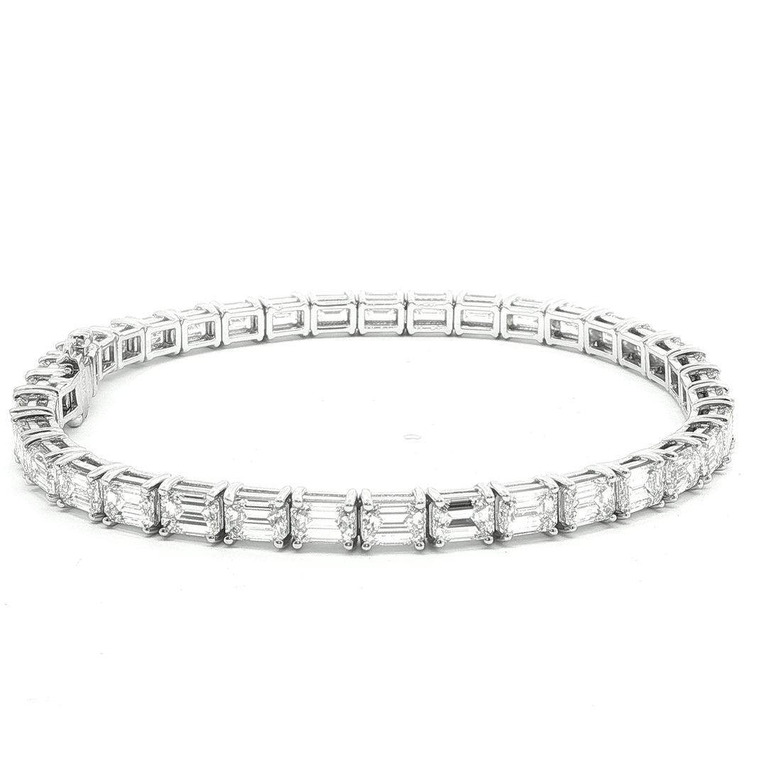 GIA Certified 11.50CTW Emerald-Cut Diamond Tennis Bracelet in 14K White Gold - BRACELET