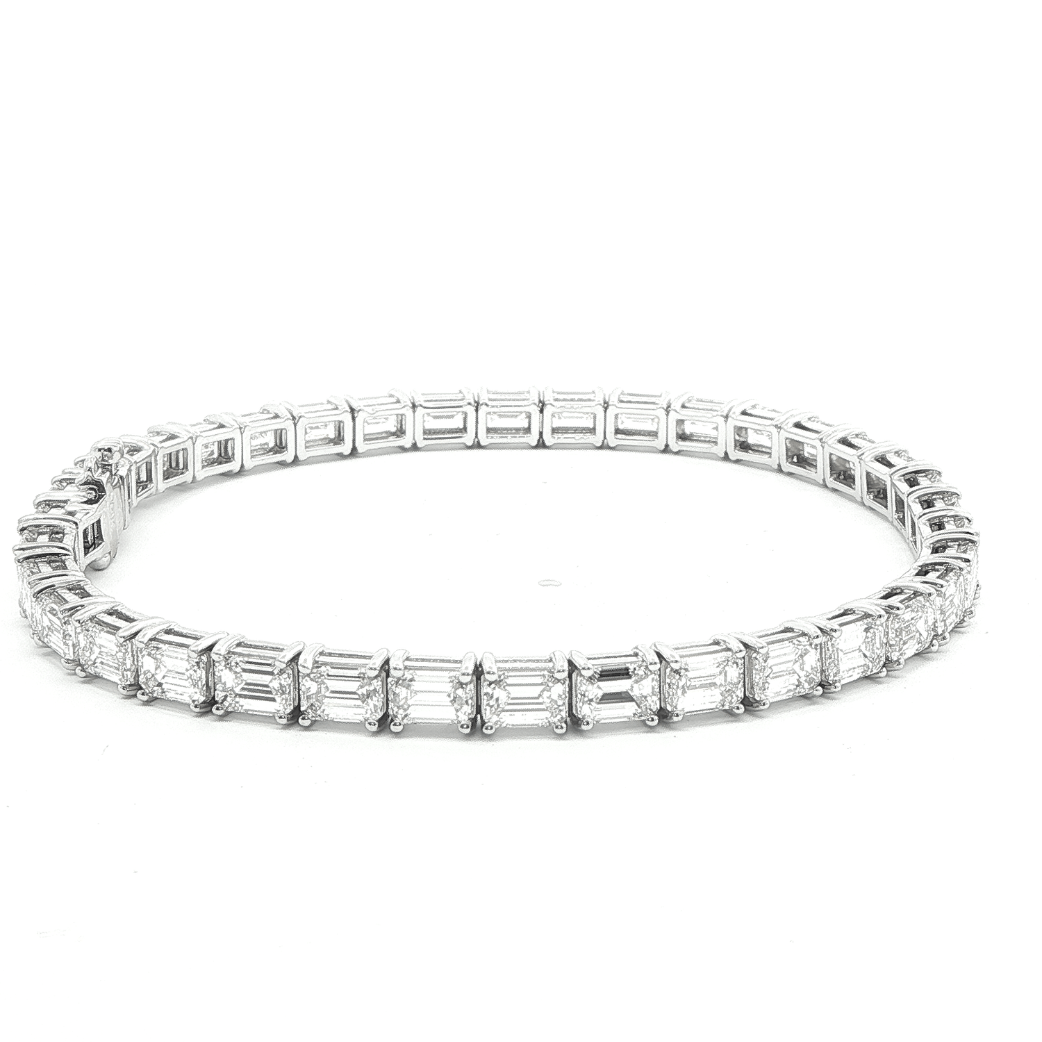 GIA Certified 11.50CTW Emerald-Cut Diamond Tennis Bracelet in 14K White Gold - BRACELET
