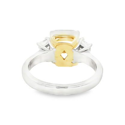 Yellow diamond three stone ring side profile in white gold